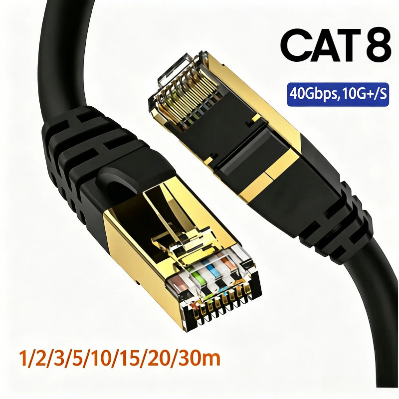Cabo Ethernet Cat8 40Gbps 2000MHz SFTP RJ45 Blindado e Estabilidade para Notebook de Alta Velocidade