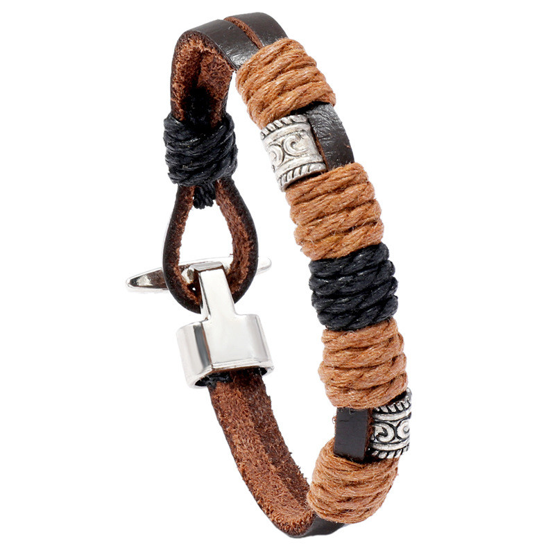 Europeu americano Cross-Border acessórios de mão simples Retro trançado pulseira de couro único moda acessórios de roupa