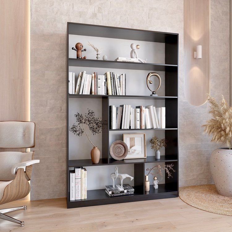 Estante de Livros 120CMX180CM 5 Prateleiras Seattle Yescasa Preto Preto