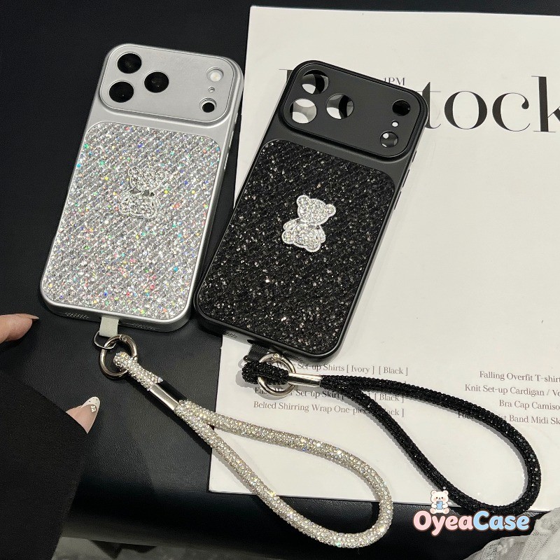 Capa De Telefone 3D Diamond Bear Para Samsung Galaxy A57 A56 A55 S26 S25 S24 S23 Plus FE S22 Note 20 Ultra 5G 4G Glitter