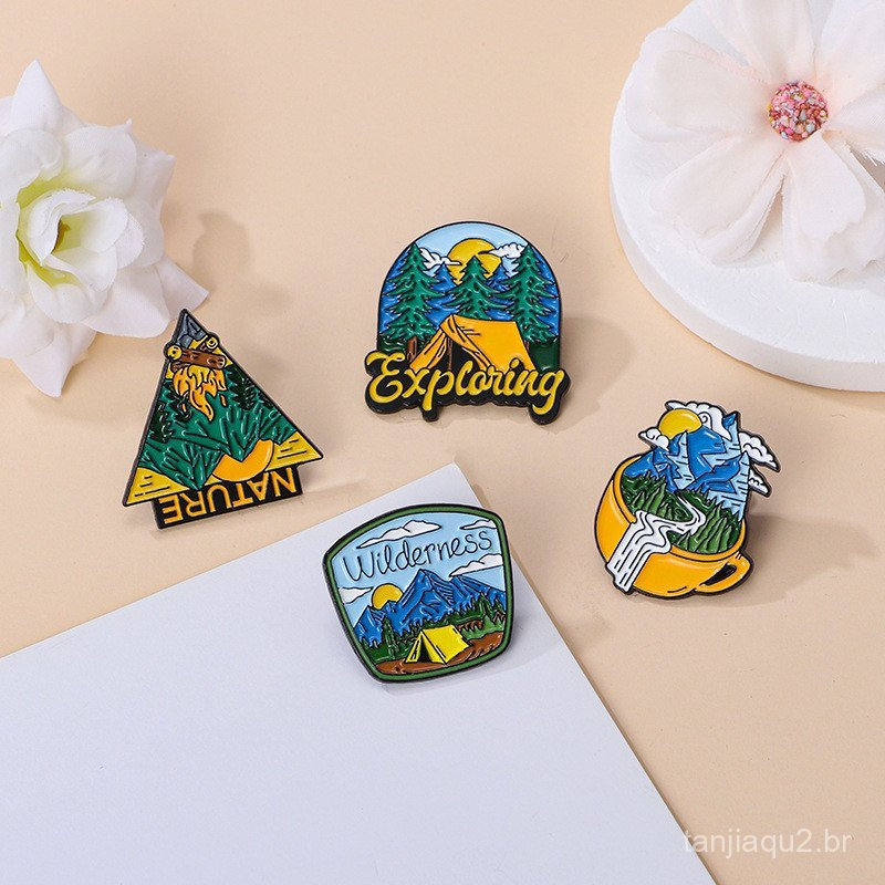 Série de Mochilas Comemorativas, Distintivo Decorativo, Fivela para Atividades ao Ar Livre, Broche de Aventura, Camping,