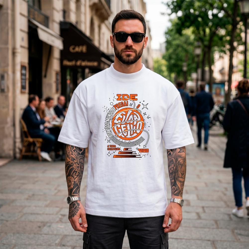 Camiseta Oversized Suedine Masculina Estampada Pregai o Evangelho Streetwear Malha Premium