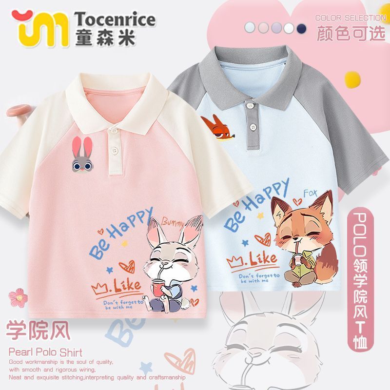 Zootopia2 camiseta infantil de manga curta, meninos, meninas, verão, Judy Nick, meninas, camisas POLO, roupas infantis g
