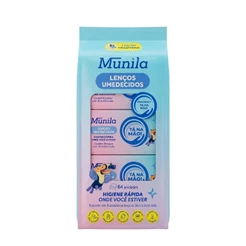 Lenço Umedecido Higiene Mão Rosto Prático Sem Álcool Munila