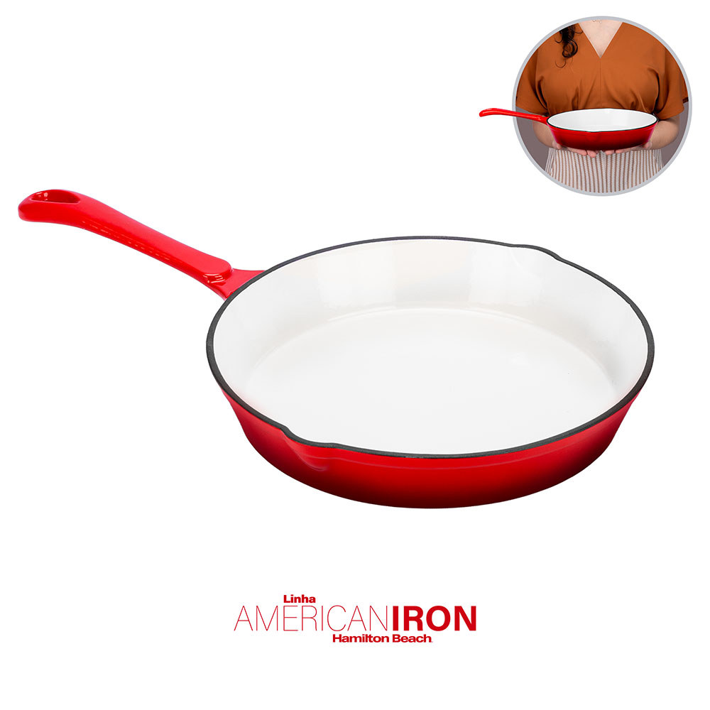 Frigideira Skillet Ferro Fundido Esmaltada Hamilton Beach American Iron 25cm