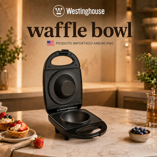 Máquina de Waffle bowl cheesecake Panqueca Antiaderente Elétrica 520W Preto 127V casquinha sorvete compacta doméstica