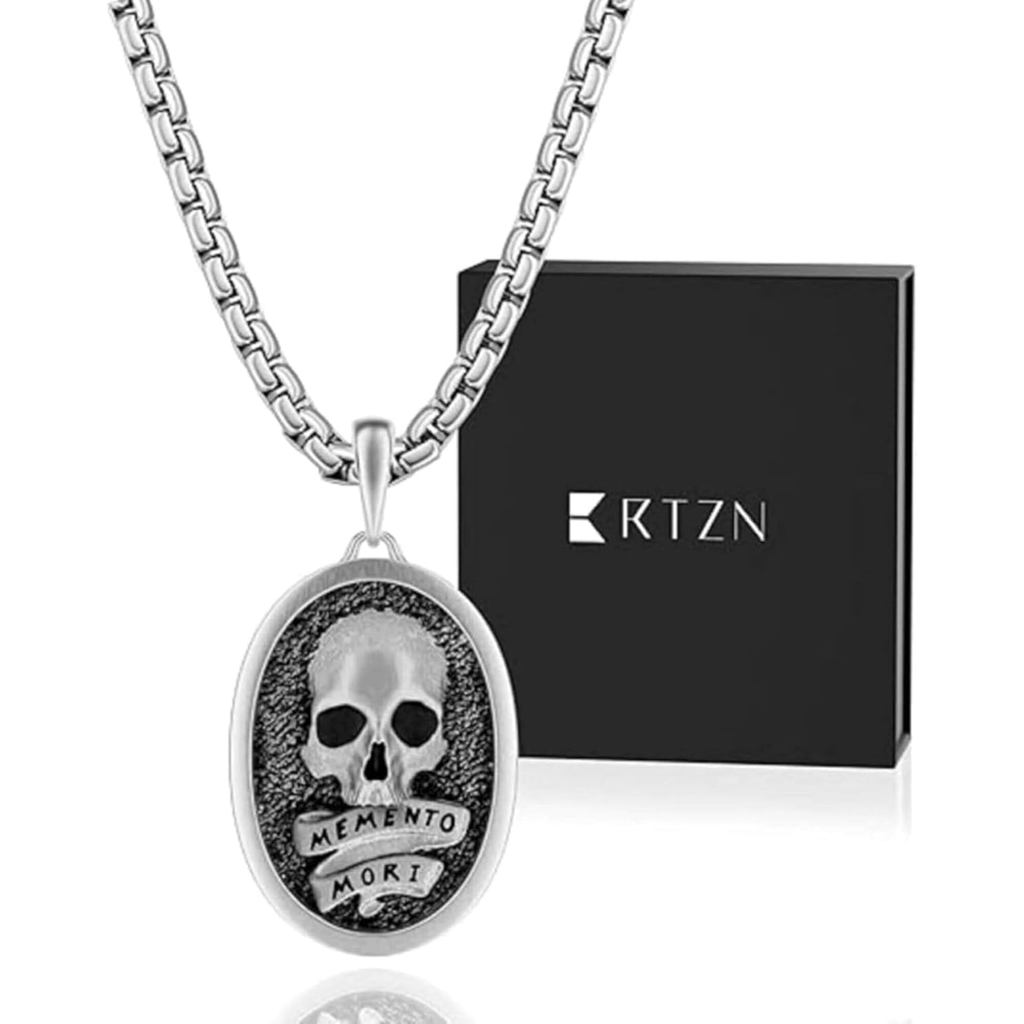 RTZN ®   Colar com Pingente para Homens – Colar com Pingente de Aço Inoxidável Prateado de Alta Qualidade com Corrente d