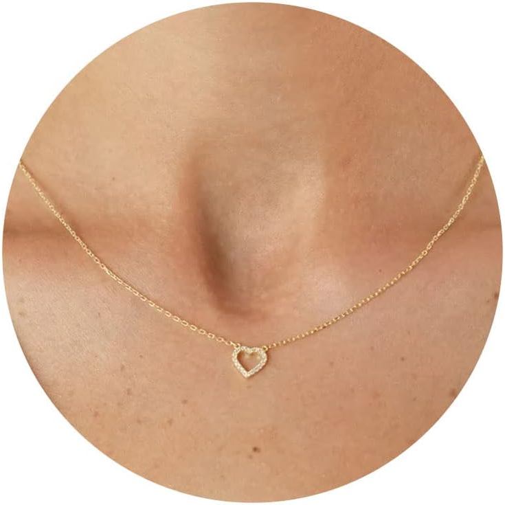 Colares de Diamante VRIUA para Mulheres, Colar Delicado Dourado/Prateado, Colar em Camadas Banhado a Ouro 14K/Ouro Branc