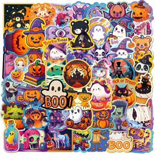 50 peças Halloween estilo escuro adesivos abóbora morcego castelo bonito Graffiti adesivos exclusivos DIY bagagem decora