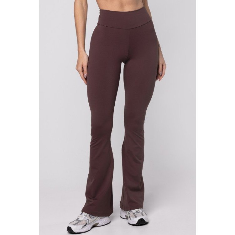 Calça Flare em Poliamida Puresense Marrom Truffle