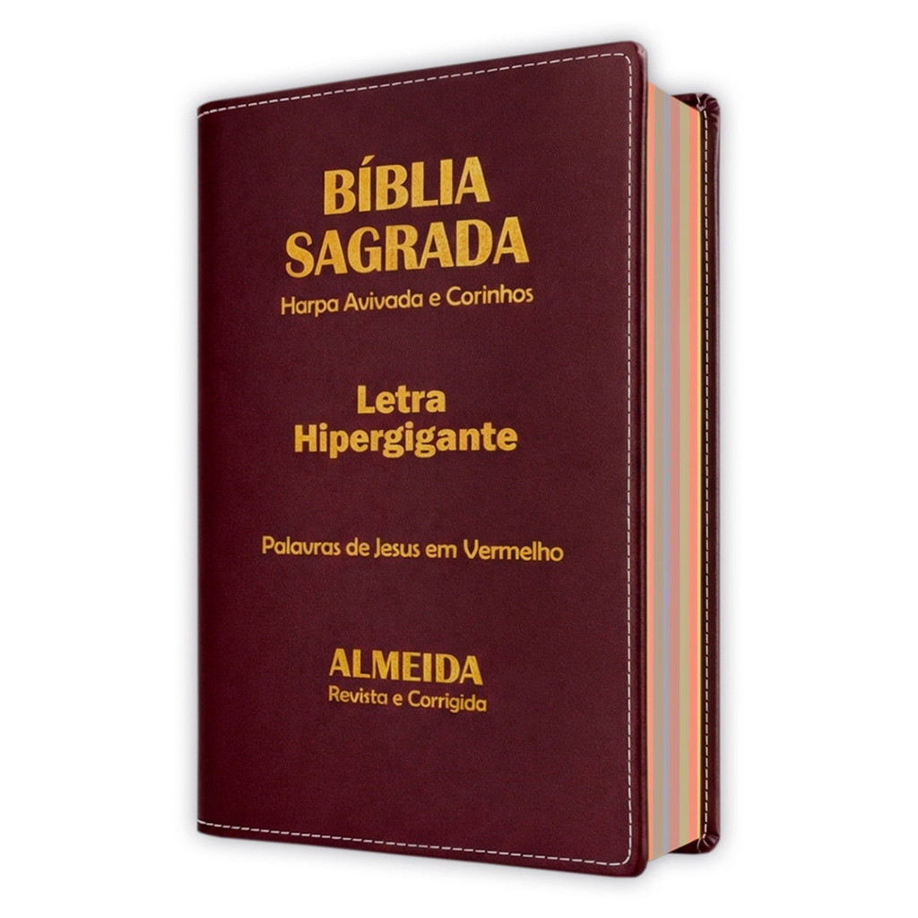 Bíblia Sagrada - Hipergigante Luxo Vinho | ARC - João Ferreira de Almeida - Harpa e Índice por Cores