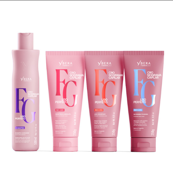 Kit Máscaras Cronograma Capilar + Shampoo Liso Perfeito 500ml - Fashion Gold