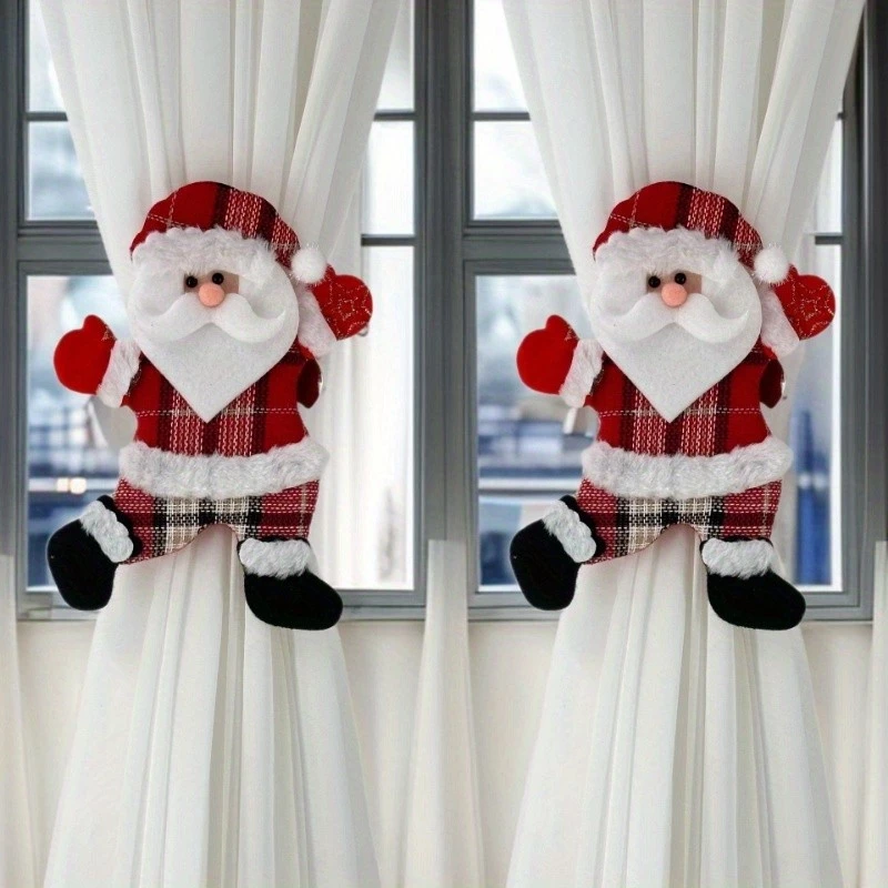 Clipes de Cortina com Tema de Natal, Clipes de Cortina do Papai Noel, Decorações de Férias, Clipes de Cortina de Rena, C — imagem 1