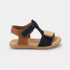 Sandália Infantil Bibi Baby Soft II Azul com Marrom