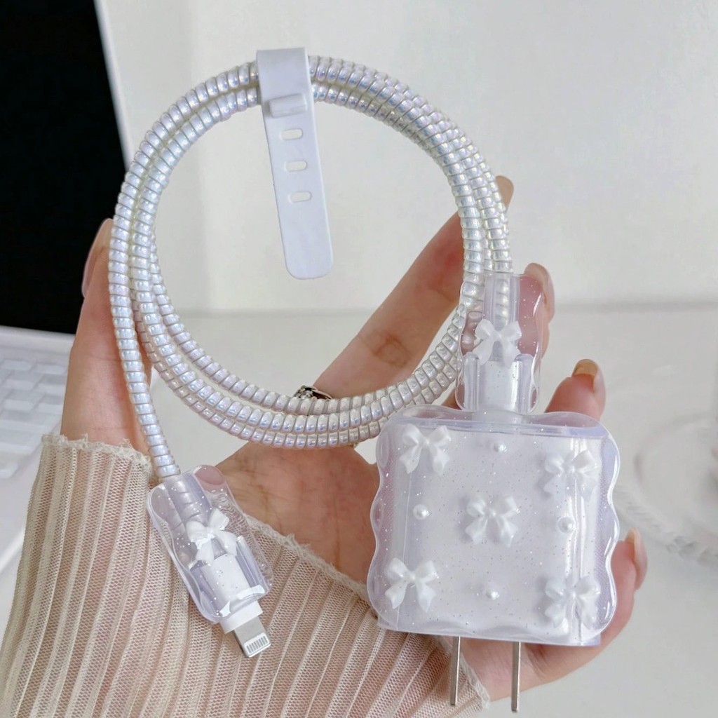 Adequado para Apple 18/20w carregador capa protetora iPhone/cabo de dados dispositivo de mordida de fio arco branco