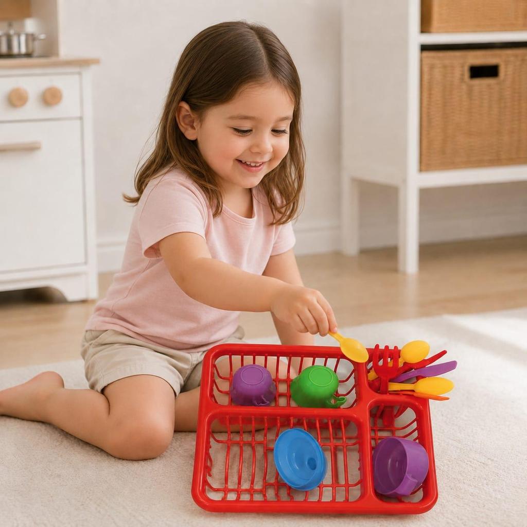 Escorredor de louças e panelas infantil cozinha completa, brinquedo faz de conta, envio de cores aleatoria