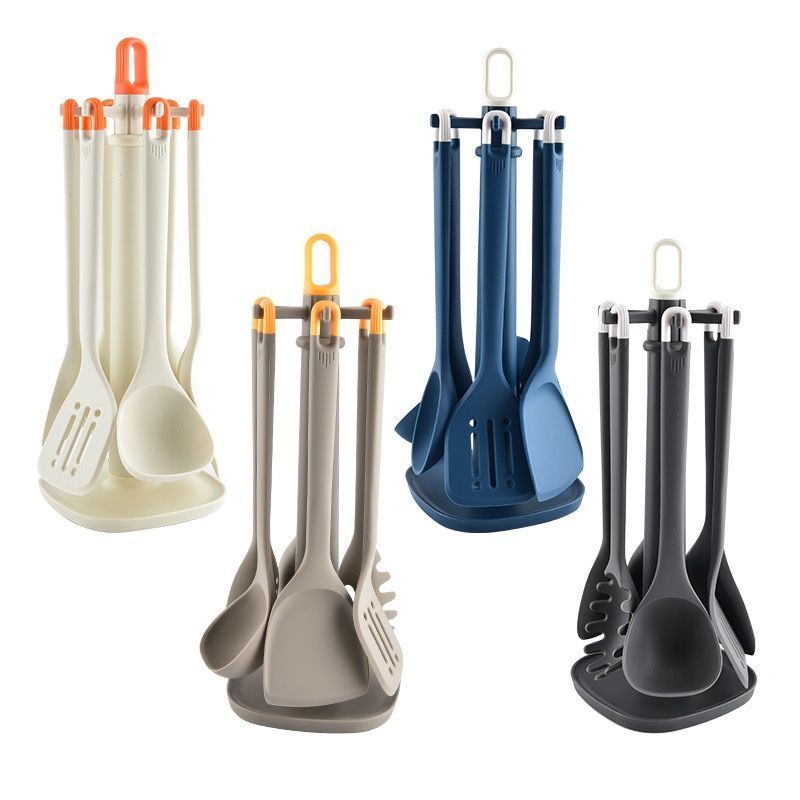 Novo estilo de silicone resistente a altas temperaturas antiaderente Pan espátula colher cozinhar conjunto de utensílios