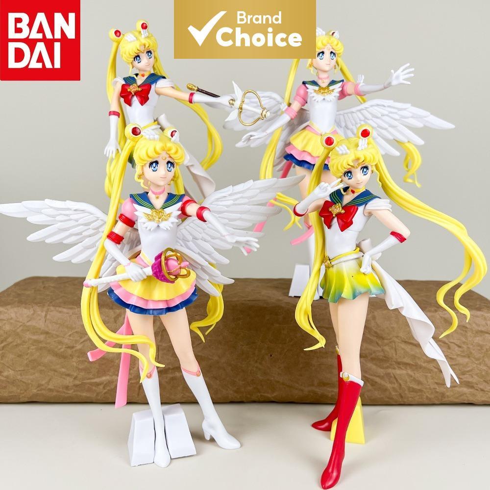 Figura Bandai 23cm Sailor Moon Tsukino Usagi Estátua PVC Modelo Decoração de Mesa Brinquedo de Ação Colecionável