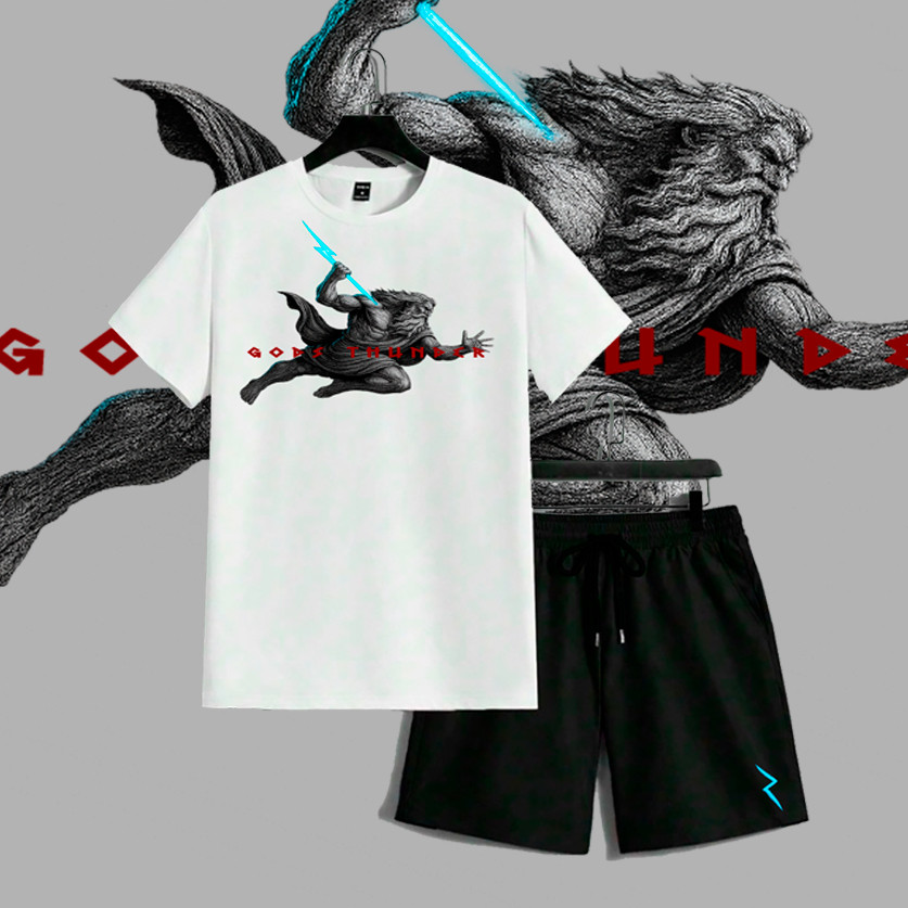 Kit Camiseta 30.1 e Bermuda Conjunto Thunder Vermelho Urbans Life Masculino Lançamento Promoção