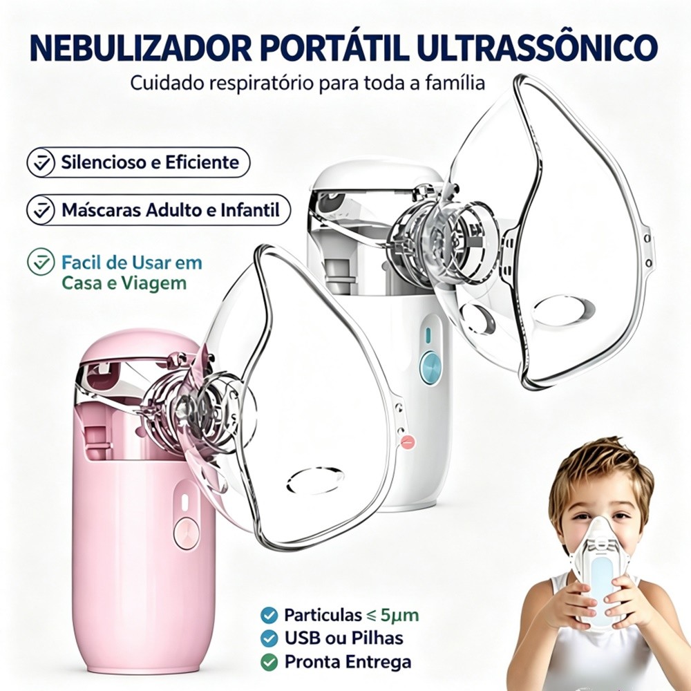 Inalador Atomizador Ultra-Sônico Portátil volume De Silencioso Grau Médico Adequado Para Adultos e Crianças janoclickk