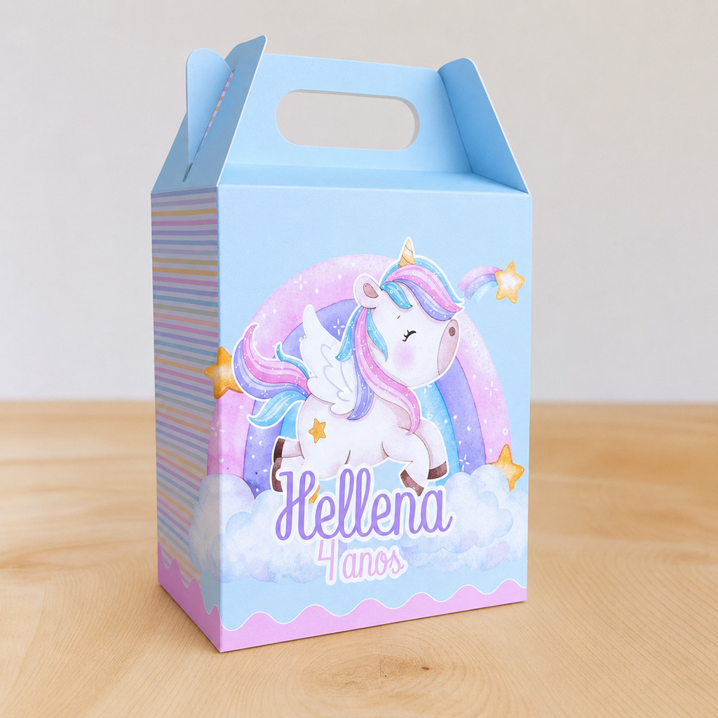 Caixa Maletinha Personalizada Unicornio / Lembrancinha / Festa Infantil / Aniversário