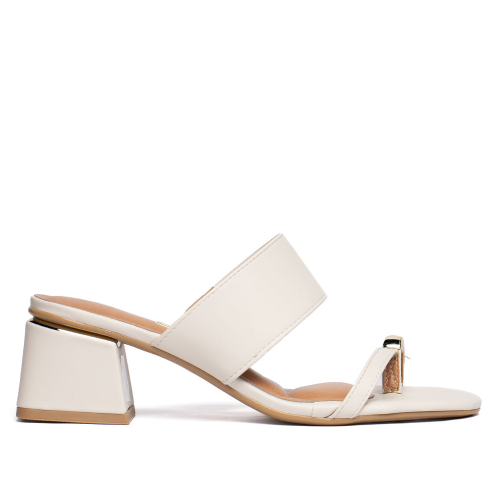 Tamanco Feminino Vizzano Pelica Salto Bloco Off White