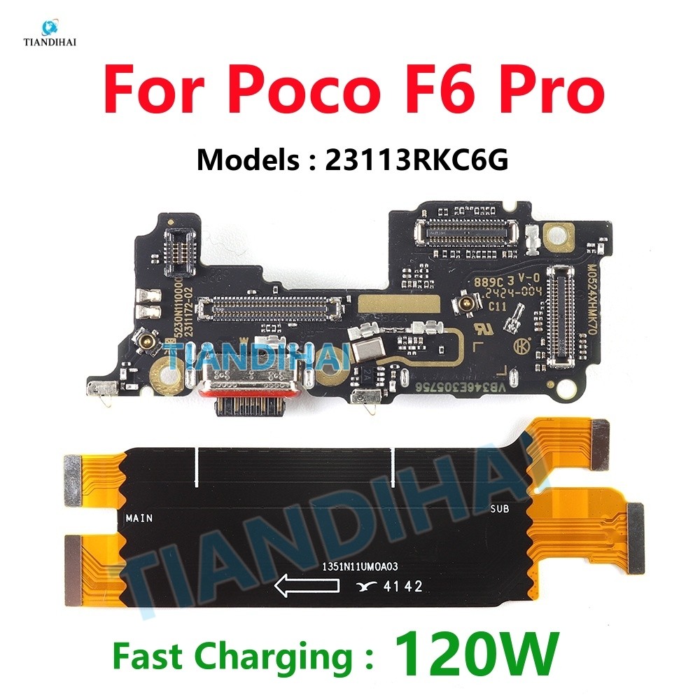 Para Xiaomi Poco F6 Pro Placa De Carregamento USB Conector Plug Porta Carregador