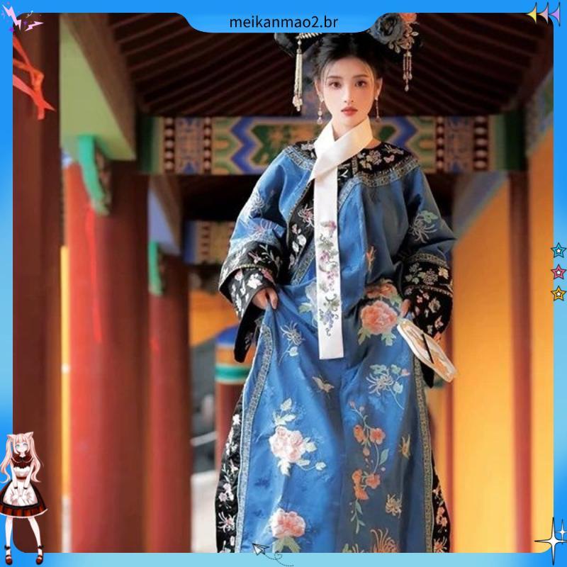 Concubina Dinastia Qing Roupas Femininas Dinastia Qing Roupas Bandeira Original Roupas Bandeira Indústria Pesada Impress
