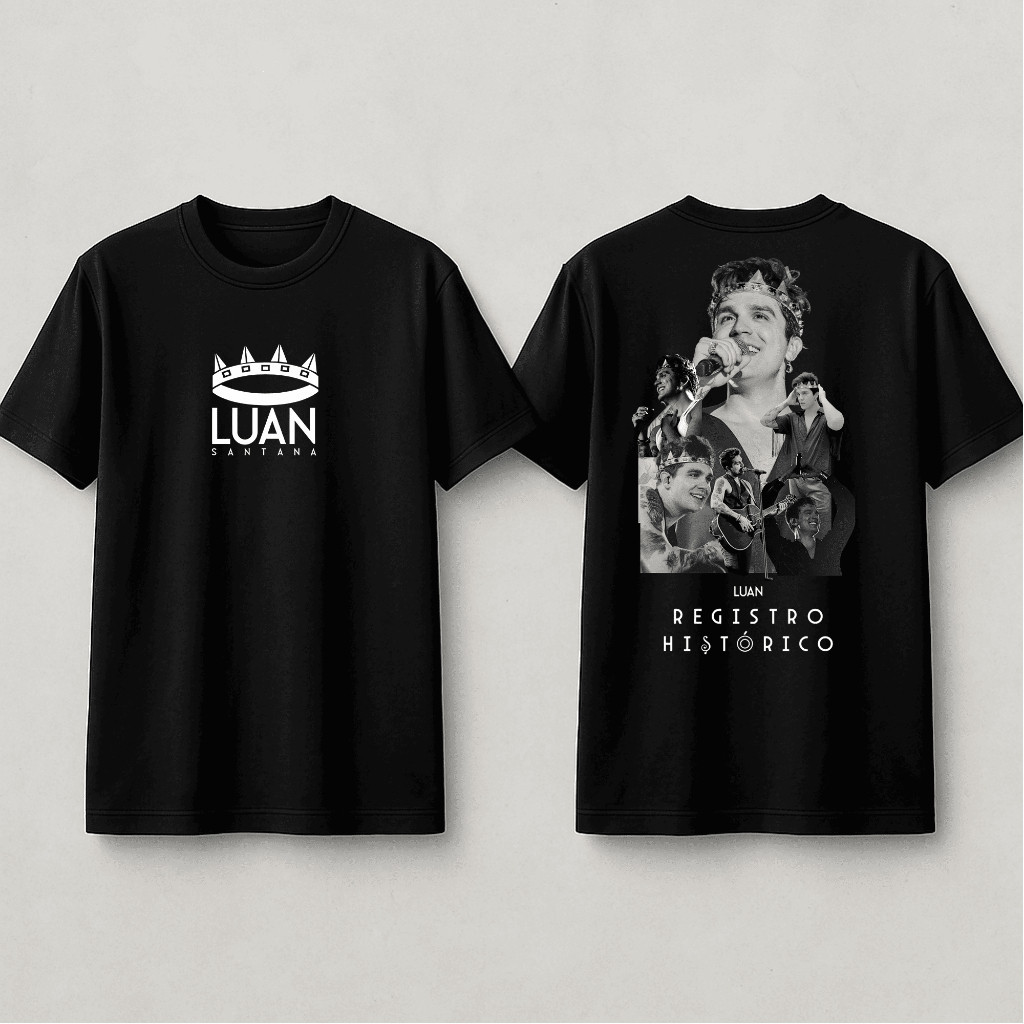 Camiseta Luan Santana Registro Histórico Show Sertanejo Unissex Manga Curta Gola Redonda Fashion
