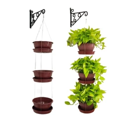 Triplo Vaso Prato Cabo Aço 21x100cm Antidengue Autoirrigável
