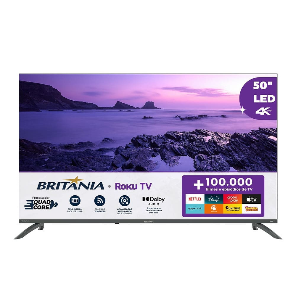Smart TV 50 Britânia Ultra HD LED BTV50VA4REGB com Sistema Operacional Roku TV