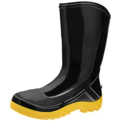 Bota de PVC preta com solado amarelo cano médio sem forro - 110VFLEX PRA - Marluvas