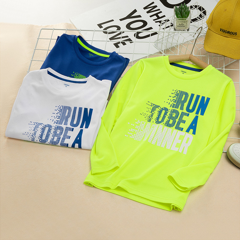 Meninos roupas de secagem rápida camisetas de manga comprida médio grande crianças primavera outono novo estilo esportes
