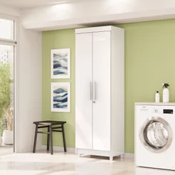 Armário Multiuso Line 2 Portas 5 Prateleiras Branco Branco