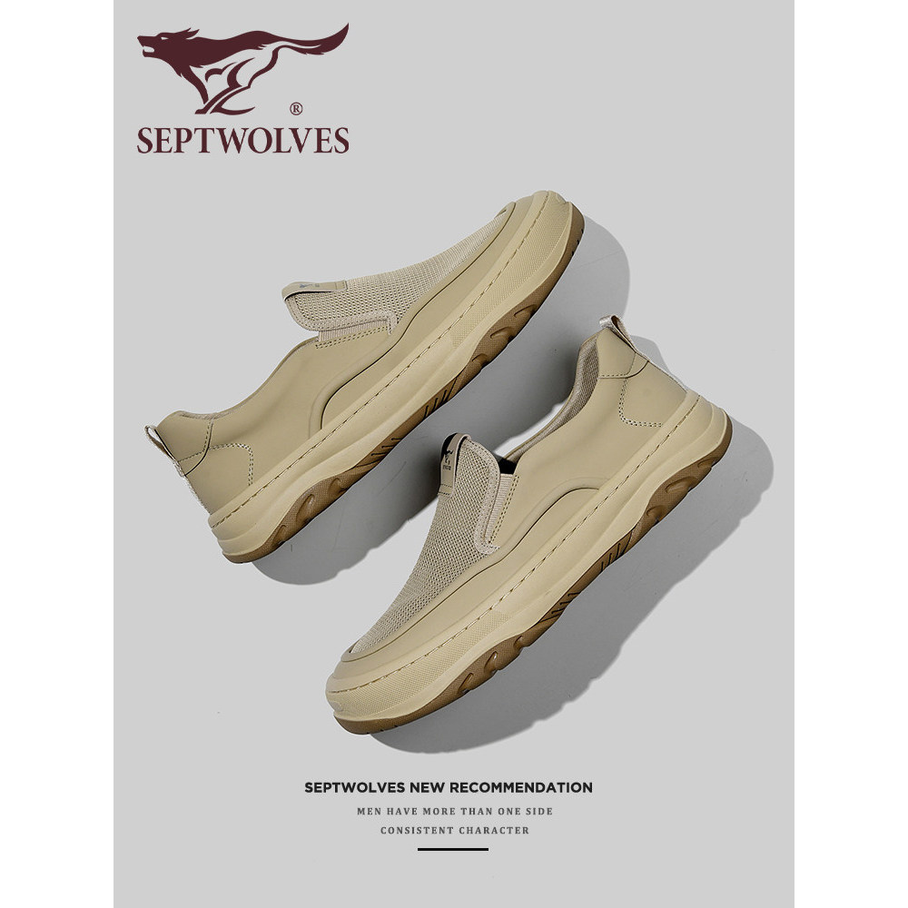 Sete lobos ervilhas sapatos masculinos verão malha sapatos masculinos oco 2026 novo estilo preguiçoso ervilhas sapatos m