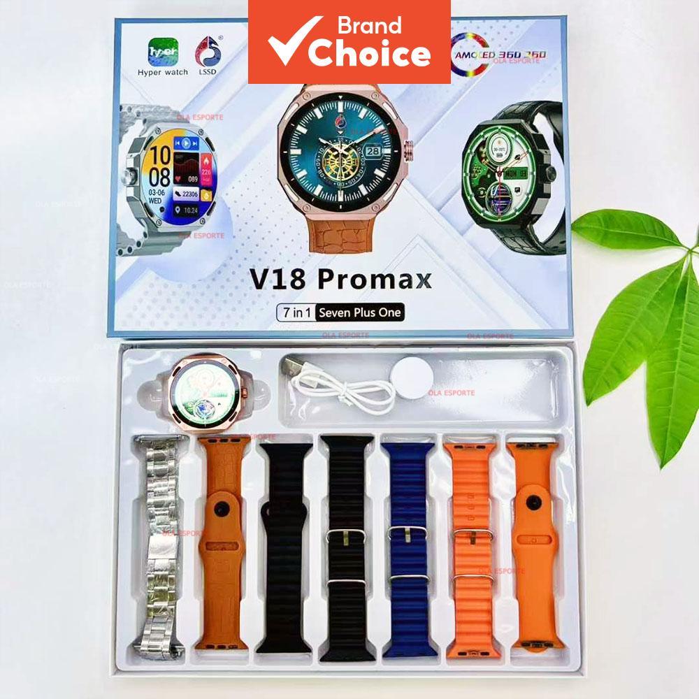 Novo Relógio Inteligente 7 em 1 com Pulseiras, Tela AMOLED, Mostrador 3D, GPS, Chamada Bluetooth, IP68 à Prova d’Água,