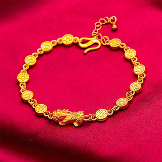 Nova moda jóias femininas duplo pixiu buda grânulo pulseira areia moeda de ouro pixiu dinheiro pixiu pulseira casa