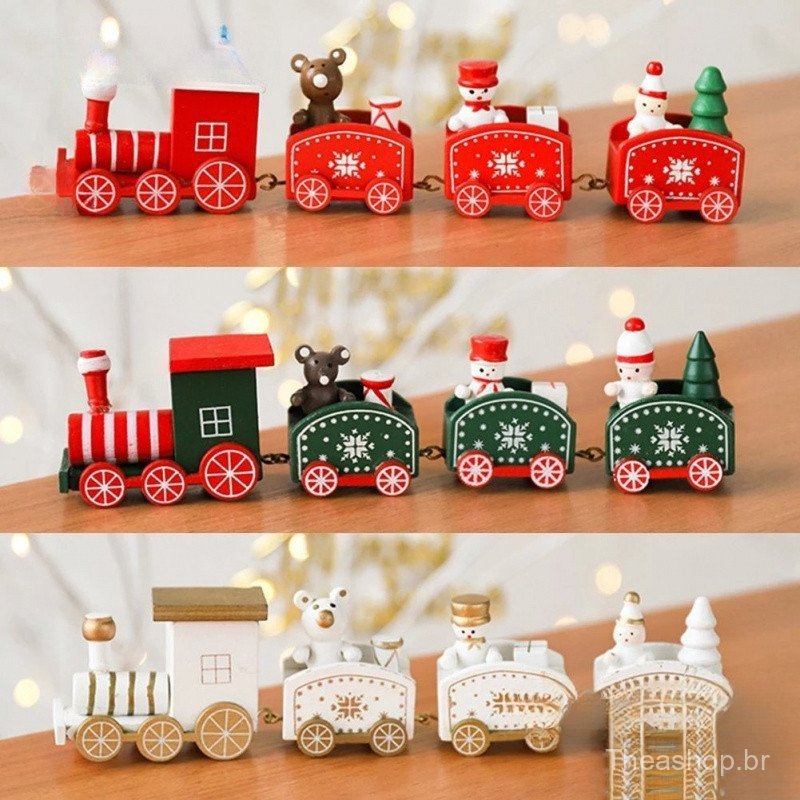 [Quente] Decoração De Natal 4 Nós Trem De Ornamento Para Crianças Navidad Noel Xmas Decor Ornamentos Do
