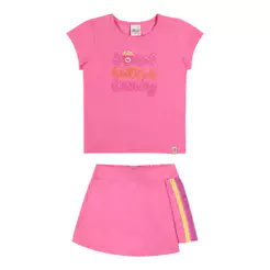 Conjunto Infantil Menina Com Presilha Elian Rosa
