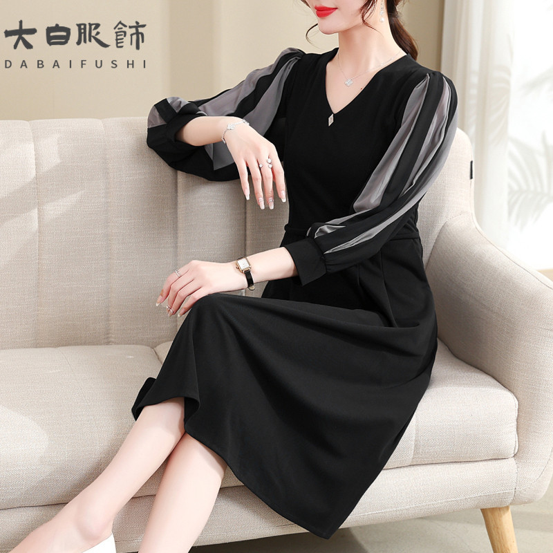 Mãe de meia-idade estilo ocidental vestido roupas de outono 2026 novo estilo de meia-idade mulheres idosas primavera out