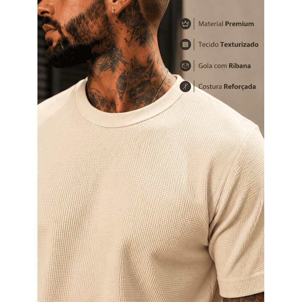 Conjunto Masculino Premium Camiseta e Short Texturizado Casual Moderno Confortável — imagem 2 de 2