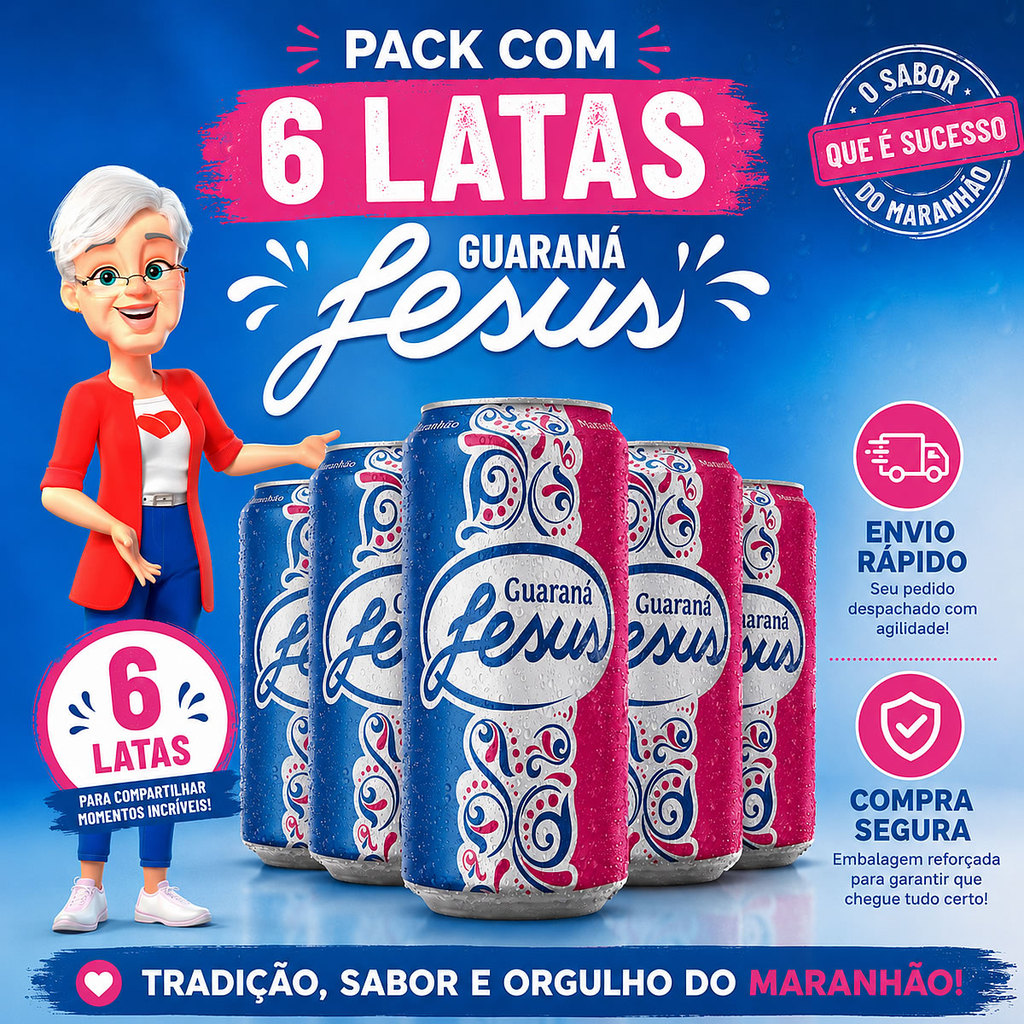 Pack 6 Refrigerantes Guaraná Jesus Lata 310ml