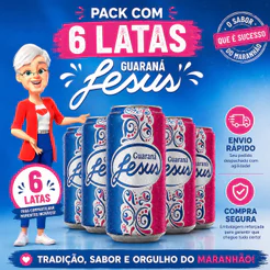 Pack 6 Refrigerantes Guaraná Jesus Lata 310ml