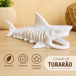 Decoração fundo aquario fossil tubarão