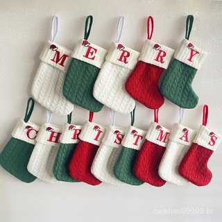 Meia de Natal LB Letras em Malha Letras de Natal Meias de Natal Árvore de Natal Bolsa de Natal Personalizada SZ7K