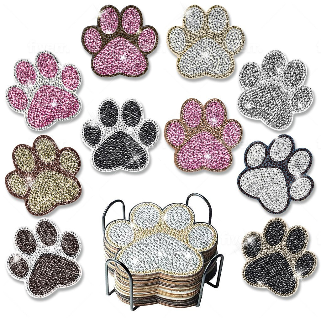Kit De Porta-Copos Para Pintura De Diamante-10 Peças De Pata De Cachorro DIY De Arte Com Suporte Decoração De Casa