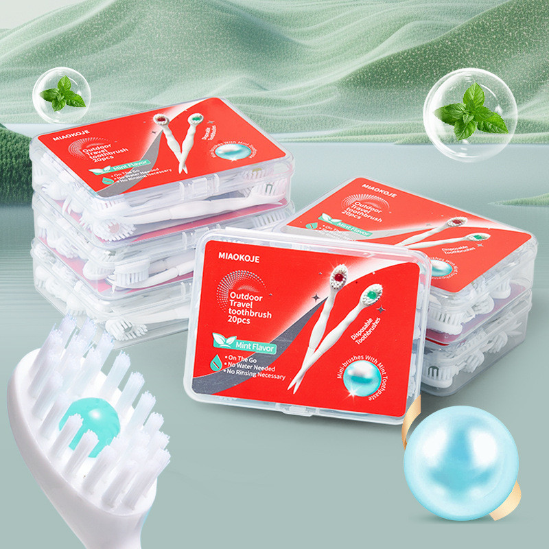 20 pçs caixa descartável portátil Multi-função explosão grânulo caixa de escova de dentes palitos macios fio Dental fres