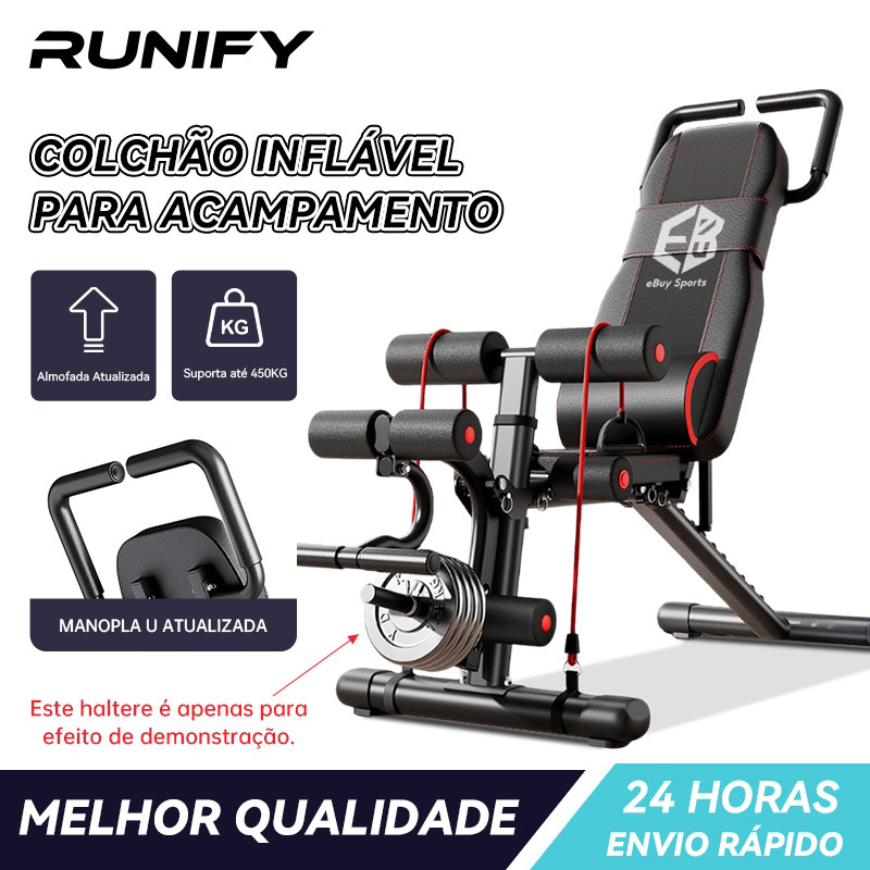 Banqueta Bancos Supinos Multifuncional Regulável Suporta 400KG Reto Declinado Inclinado 7 Graus Academia
