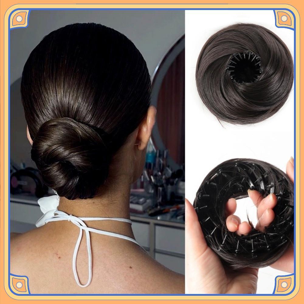 Clipe Perfumado Em Coque De Cabelo , Extensões De Bagunçado Sintético , Mini Updo De Donut De Textura Reta