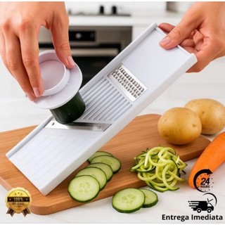 Cortador Fatiador Maxx Dupla Face Legumes Verduras Ralador Fatias Finas Aço Inox Prático